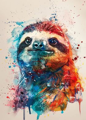 Funny Sloth Watercolor