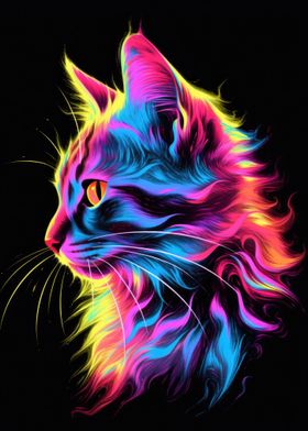 Cat Animal Neon Pet Friend