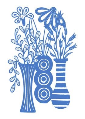 Blue Flower Vases