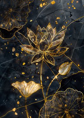 Black Gold Lotus Flower