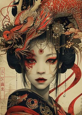 Geisha Dragon Warrior