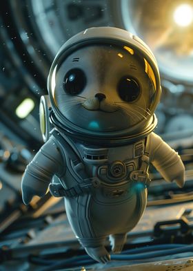 Cute Seal in Space Station