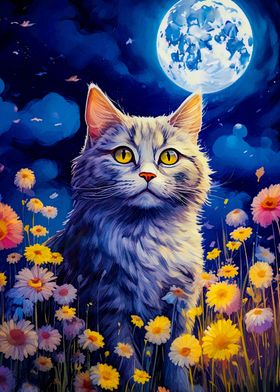 cat and flower moon