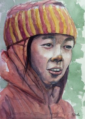 Watercolor Vietnam Kid