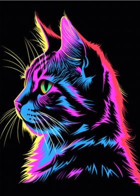 Cat Animal Neon Pet Friend