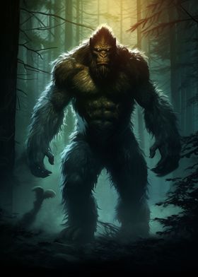 Bigfoot in Forest Animals