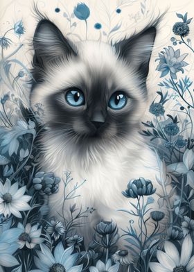 Cute Whimsical Siamese Cat
