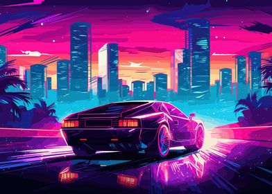 Retro Miami Neon Sunset