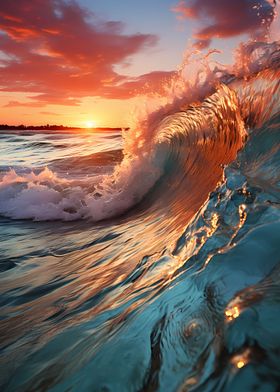 Waves in sunset