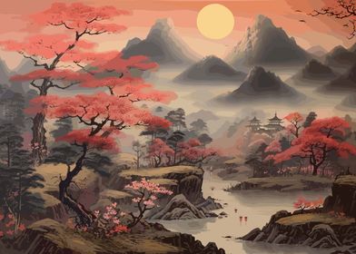 Japan landscape painting
