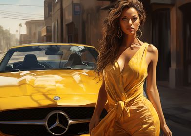 Woman and Mercedes car