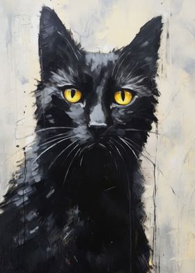 Black cat painting