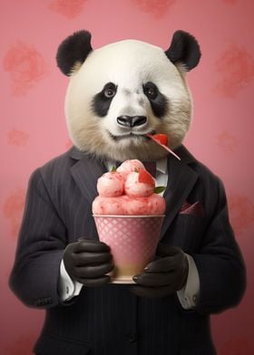 Panda with ice cream