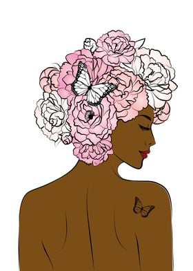 Flower Head Woman Dark Two