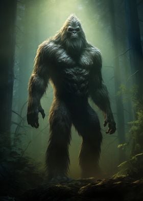 Bigfoot in Forest Animals