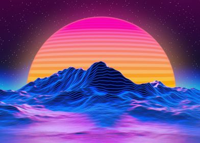 Neon Retro Wave art Outrun