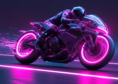 Biker Neon art Racing bike