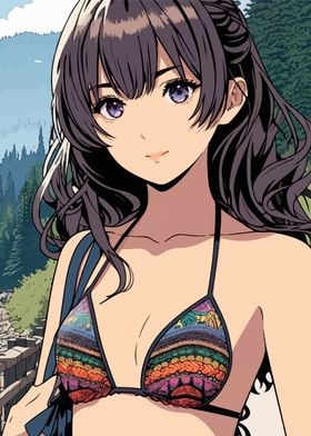 Anime Bikini Girl Hiking