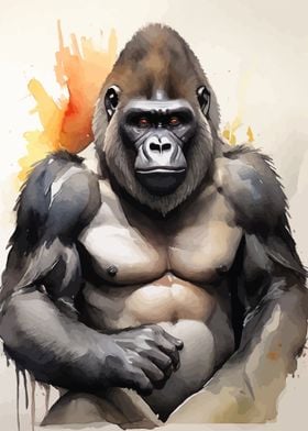 Gorilla Watercolor Art