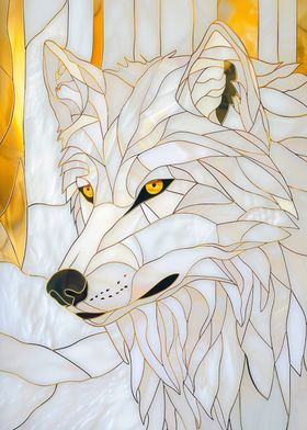 White Wolf Gold Decor