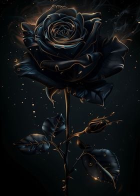 Vintage Black Rose Flower
