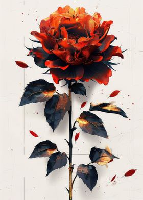 Burning Red Sunflower Art