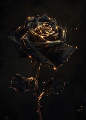 Vintage Black Rose Flower