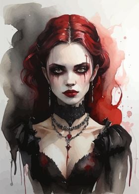 Dark Vampire Watercolor