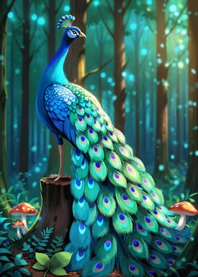 Peacock in the forest