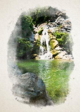 small waterfall in Corsica