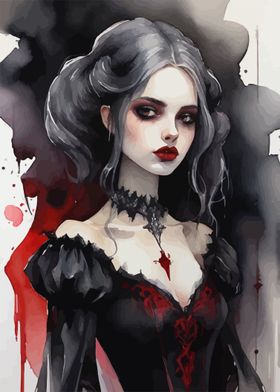 Vampire Watercolor Art