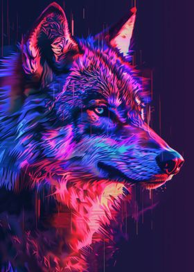 Neon Glitch wolf