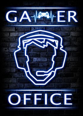 Gamer Office Neon Poster 