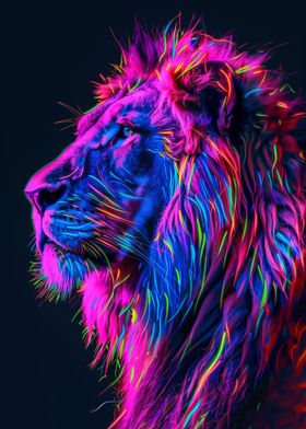 Neon Glitch lion