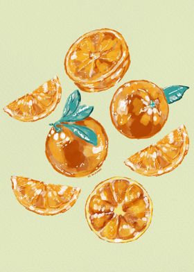 Vintage Oranges Watercolor