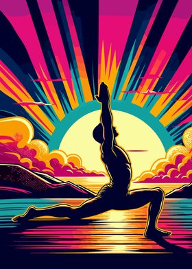  Yoga sunset pop art