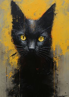 Black cat painting