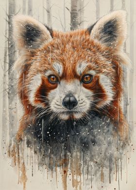 Red Panda Watercolor Gaze