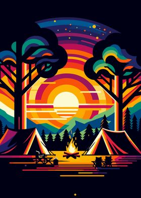camping sunset wpap