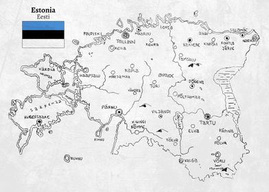 Handdrawn Estonia Map