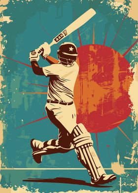 Cricket Sport Vintage Art