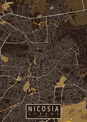 Nicosia City Map Pastel