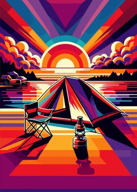 Camping sunset wpap popart