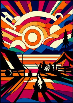 Camping sunset wpap popart