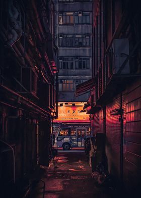 Street corner sunset