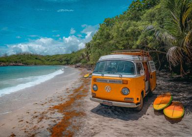 van on the beach