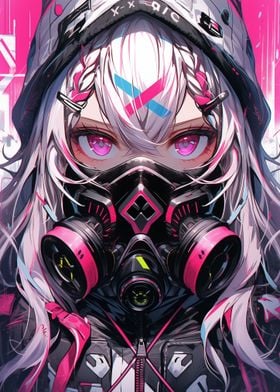 Cyberpunk Anime Girl Mask