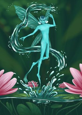 Fairy with water lilies