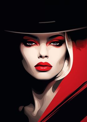 Woman with red lips