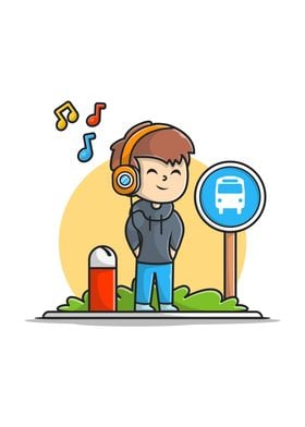 Happy Boy Listening Music 